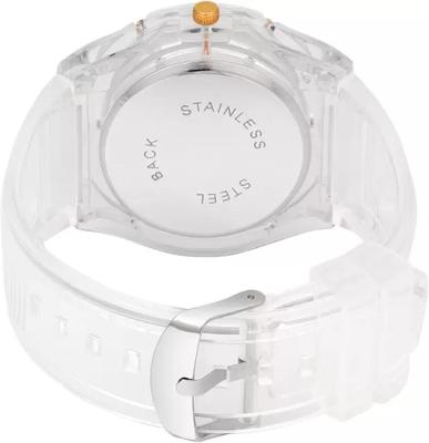 Transparent Analog Watch for Boys with LED Display and Gold Accents