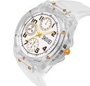 Transparent Analog Watch for Boys with LED Display and Gold Accents