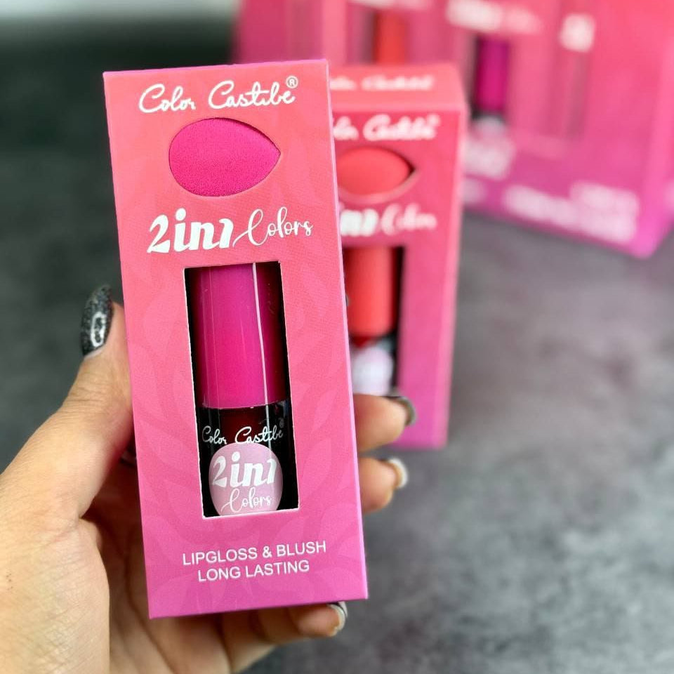 Moccallure Professio2 in 1 Makeup Deal – Color Castile Lip Gloss & Blush | Liquid Beauty Combo | Long-Lasting Radiance | Dual-Use Magicnal 18-Colors Lipstick Kit – Long-Lasting, Hydrating & Compact | Unisex Makeup Set (Copy) - Orange