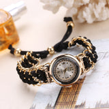 Girls Luxury Stylish Girls Analog Handmade Bracelet Rope Watch - Elegant Timepiece Featuring A Unique Woven Design - Black