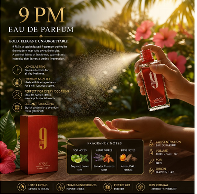 Afnan 9PM Perfume – Unisex EDP 100ml Red, Long-Lasting Elegant Fragrance for Men & Women