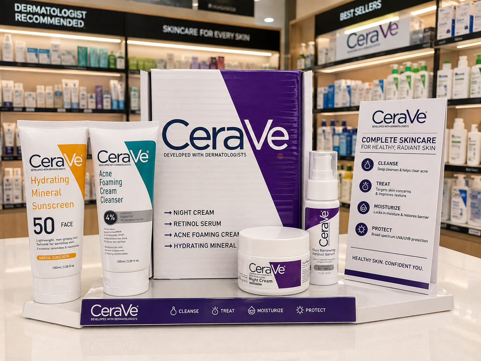 CeraVe Complete Skincare Bundle for Acne & Anti-Aging | Includes Acne Foaming Cream Cleanser, Retinol Serum, Night Cream & Hydrating Mineral Sunscreen SPF 50